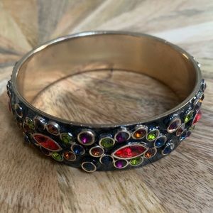 Multicolor gems on Black Metal Bracelet
